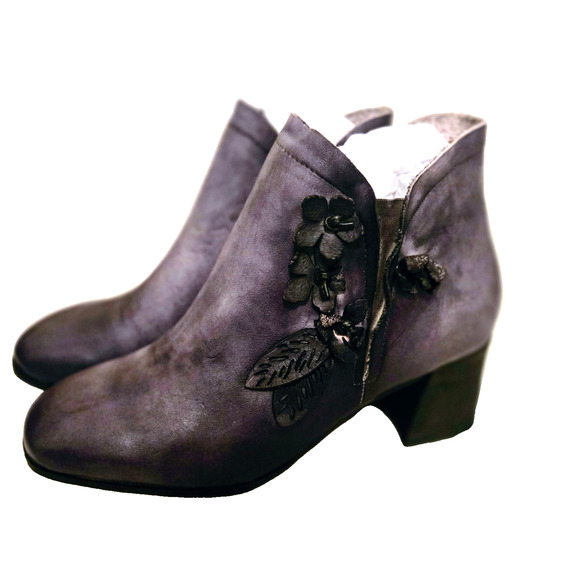 L'Artiste by Spring Step Loralie Women Ankle Boots Size 7 Charcoal Leather NEW - Picture 1 of 8